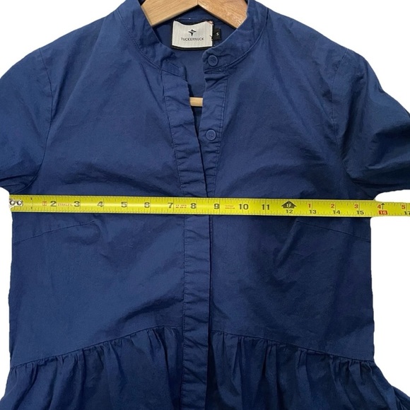 Tuckernuck Royal Shirt Dress Small Blue Cotton Poplin Button-Up Midi - Picture 6 of 7